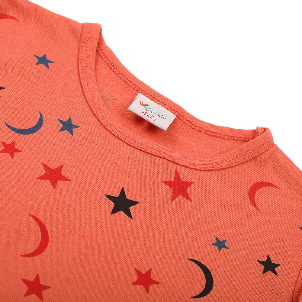 Girls Full Sleeves T-Shirt - Peach, Girls T-Shirts, Chase Value, Chase Value