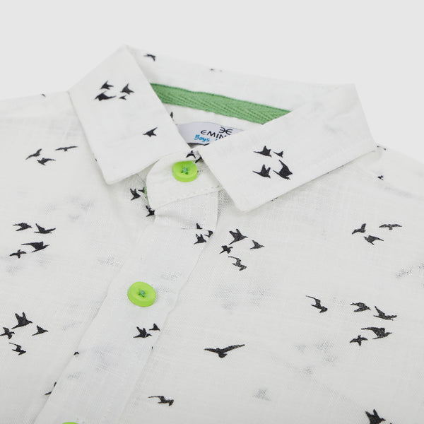 Eminent Boys Casual Printed Shirt - White