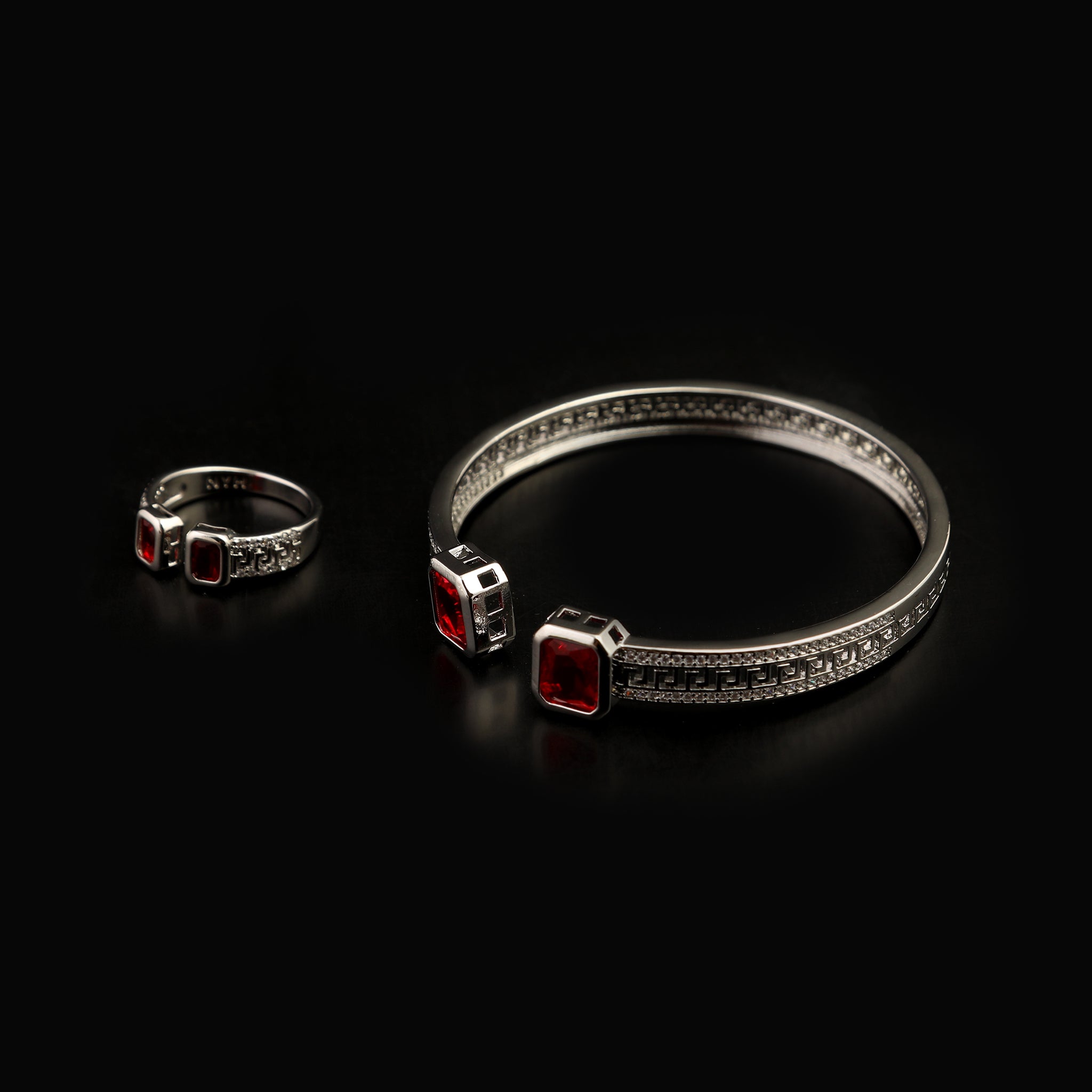 Women's Fancy Kara With Ring - Silver, Women Bangles & Bracelets, Chase Value, Chase Value