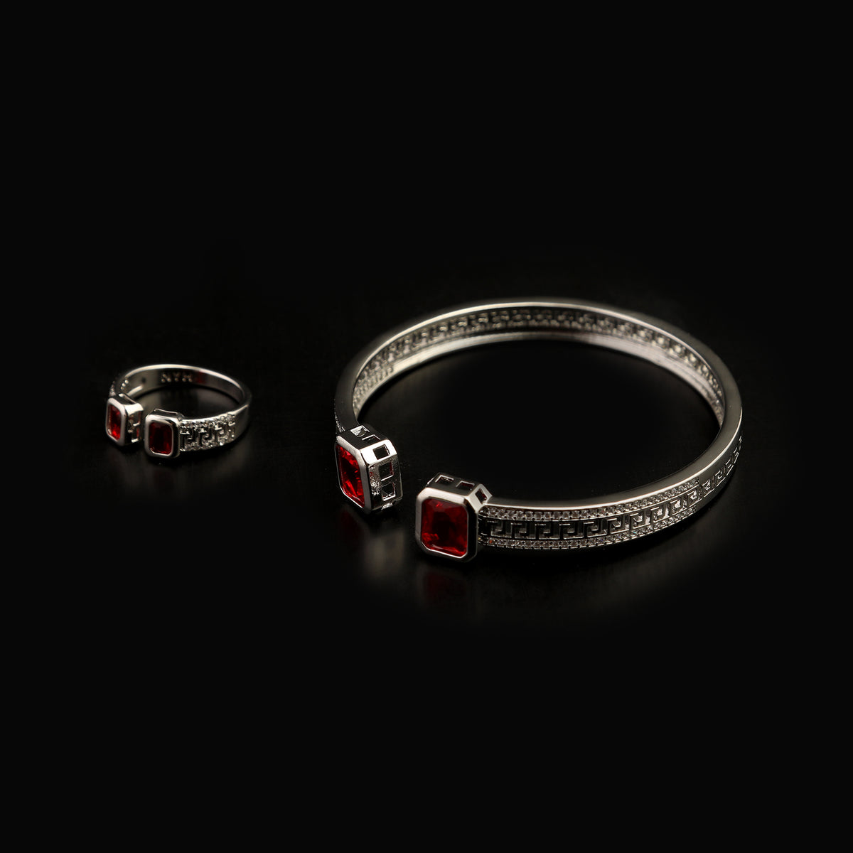 Women's Fancy Kara With Ring - Silver, Women Bangles & Bracelets, Chase Value, Chase Value