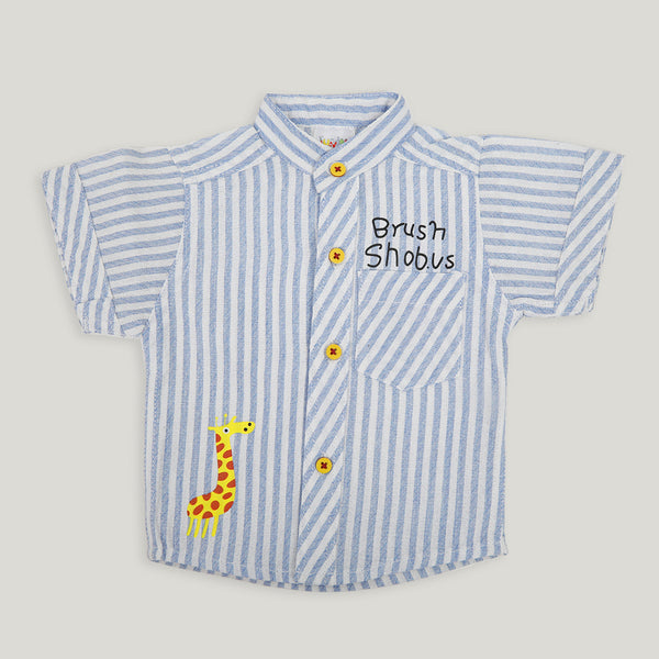 Newborn Boy Casual Half Sleeves Shirt - Stripe Blue