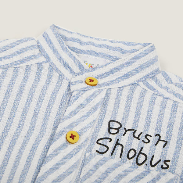 Newborn Boy Casual Half Sleeves Shirt - Stripe Blue