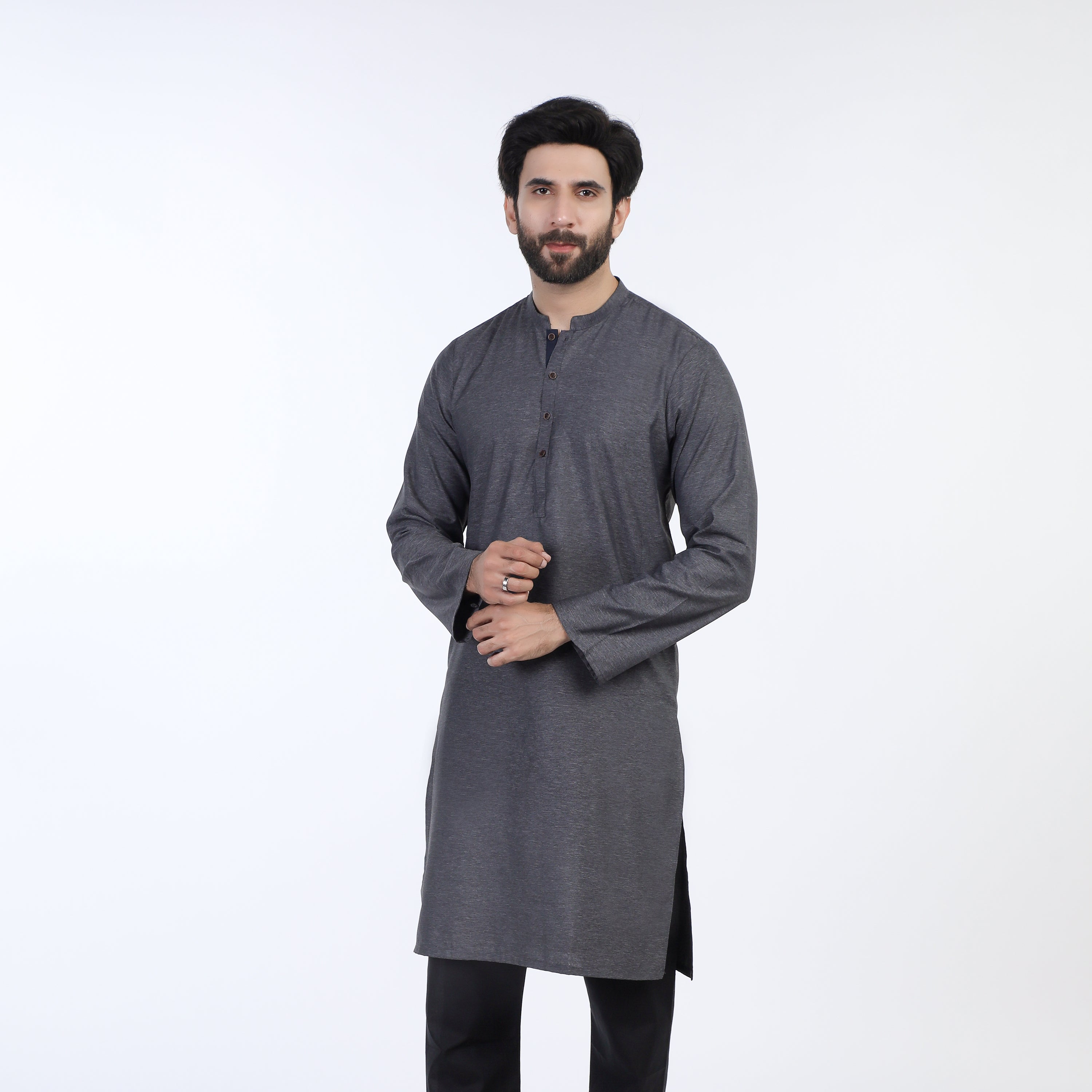 Men's Slim Fit Kurta - Grey, Men's Kurtas, Chase Value, Chase Value