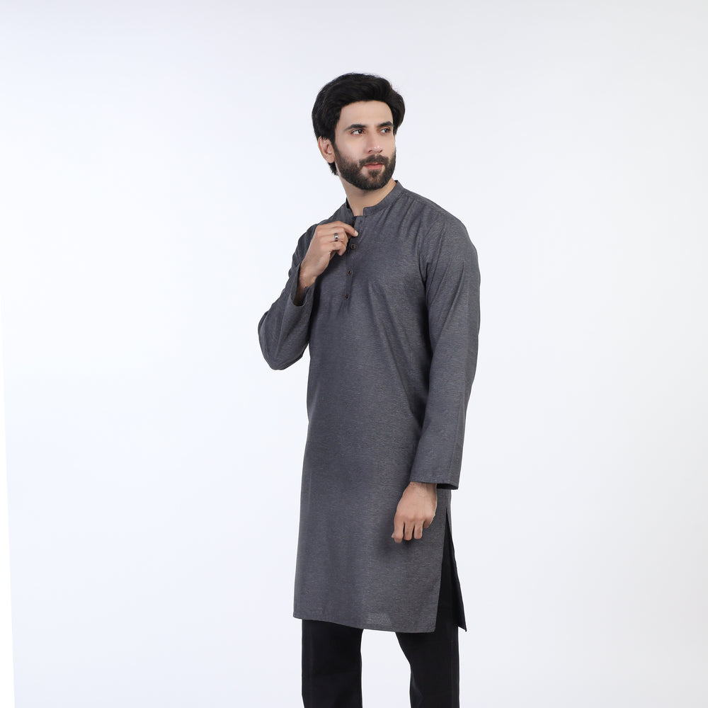 Men's Slim Fit Kurta - Grey, Men's Kurtas, Chase Value, Chase Value