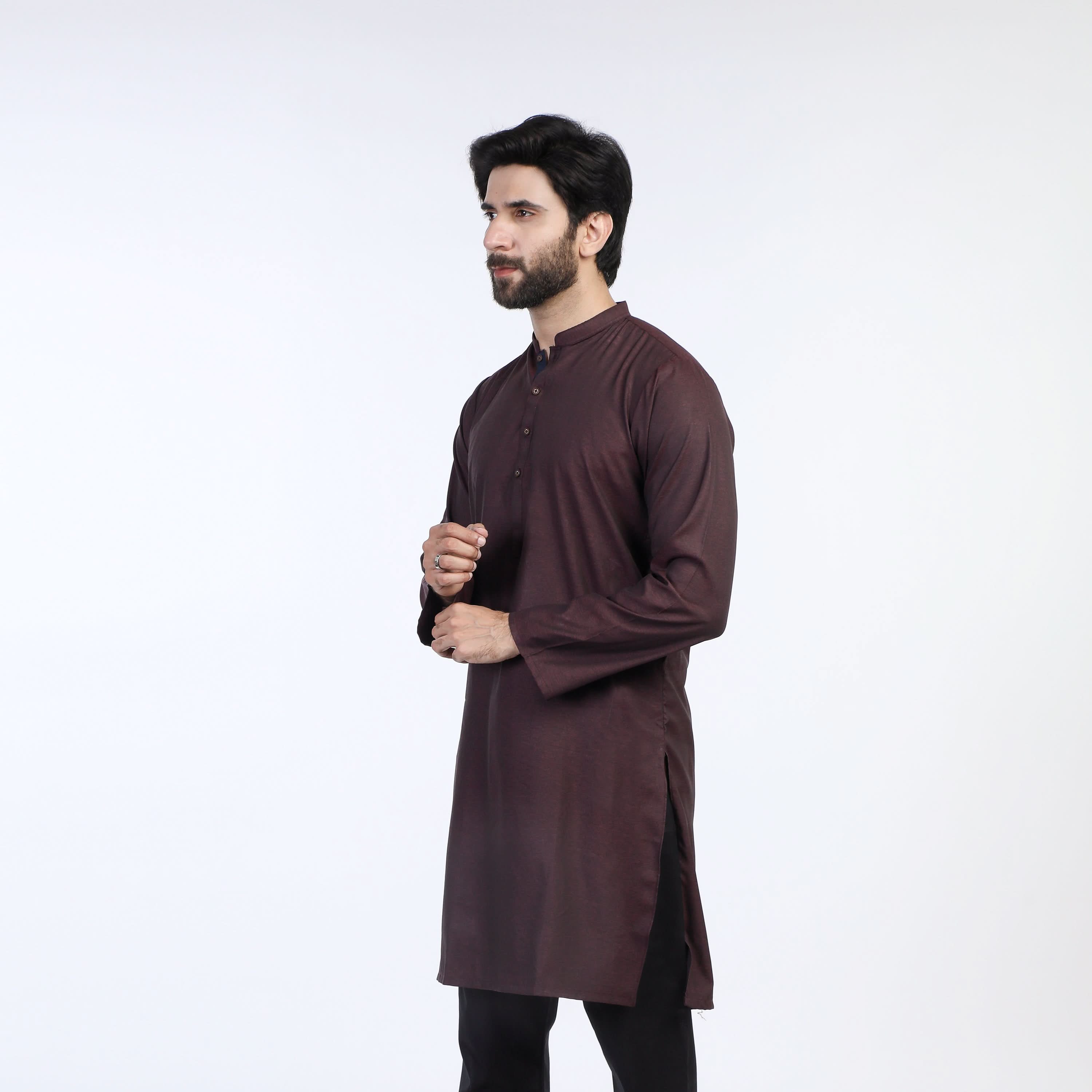 Men's Slim Fit Kurta - Maroon, Men's Kurtas, Chase Value, Chase Value