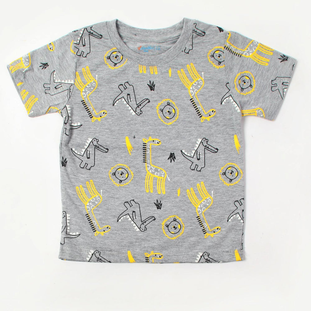 Boys Printed Half Sleeves T-Shirt - Grey, Boys T-Shirts, Chase Value, Chase Value