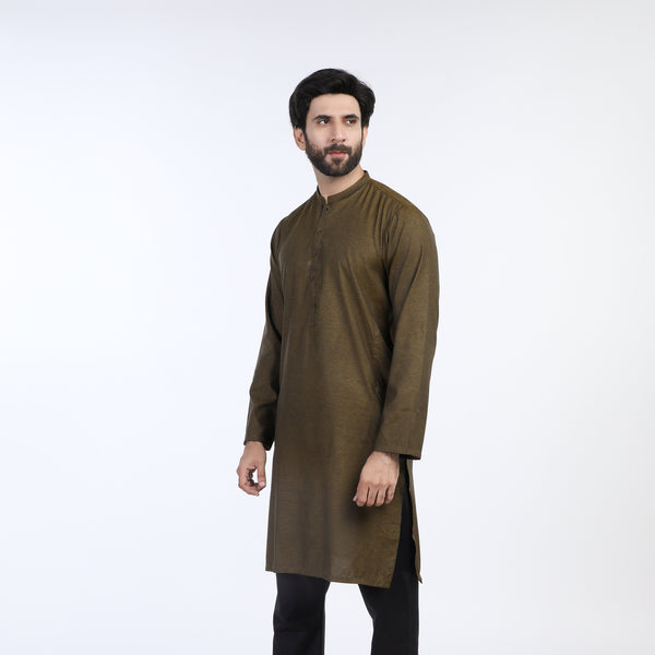 Men's Slim Fit Kurta - Tobacco