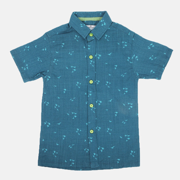 Eminent Boys Casual Printed Shirt - Teal