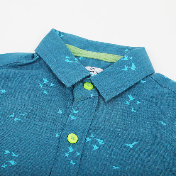 Eminent Boys Casual Printed Shirt - Teal