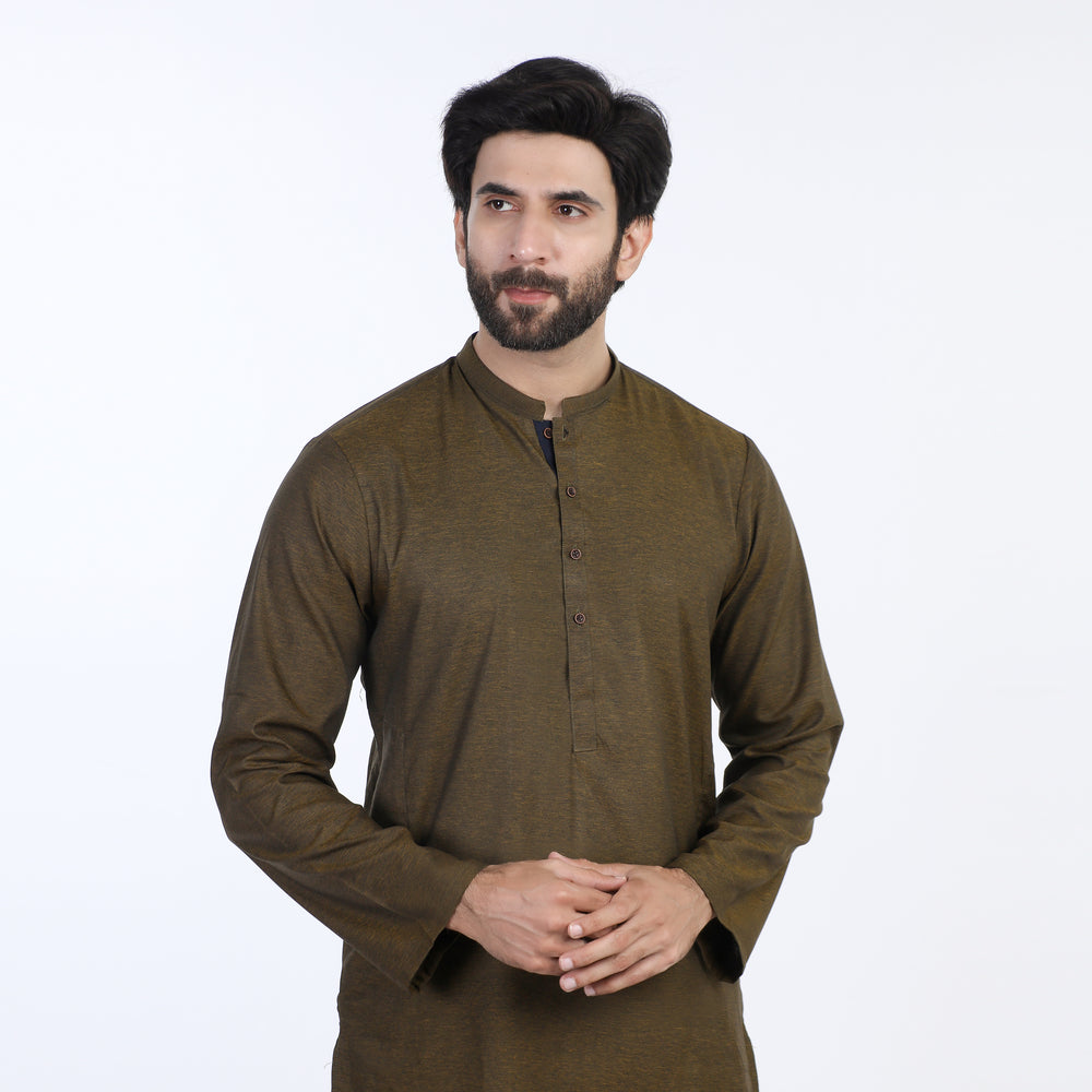Men's Slim Fit Kurta - Tobacco, Men's Kurtas, Chase Value, Chase Value