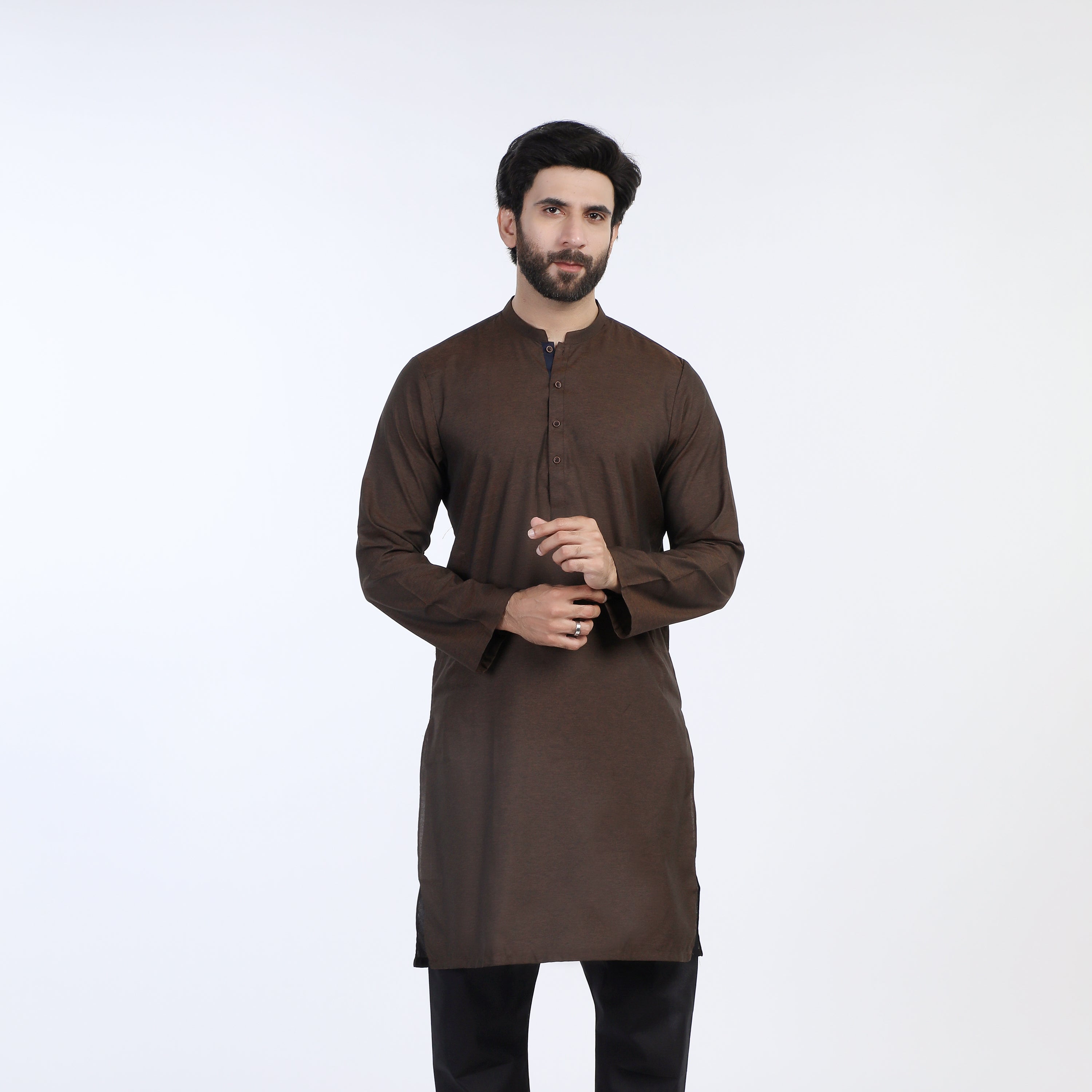 Men's Slim Fit Kurta - Brown, Men's Kurtas, Chase Value, Chase Value