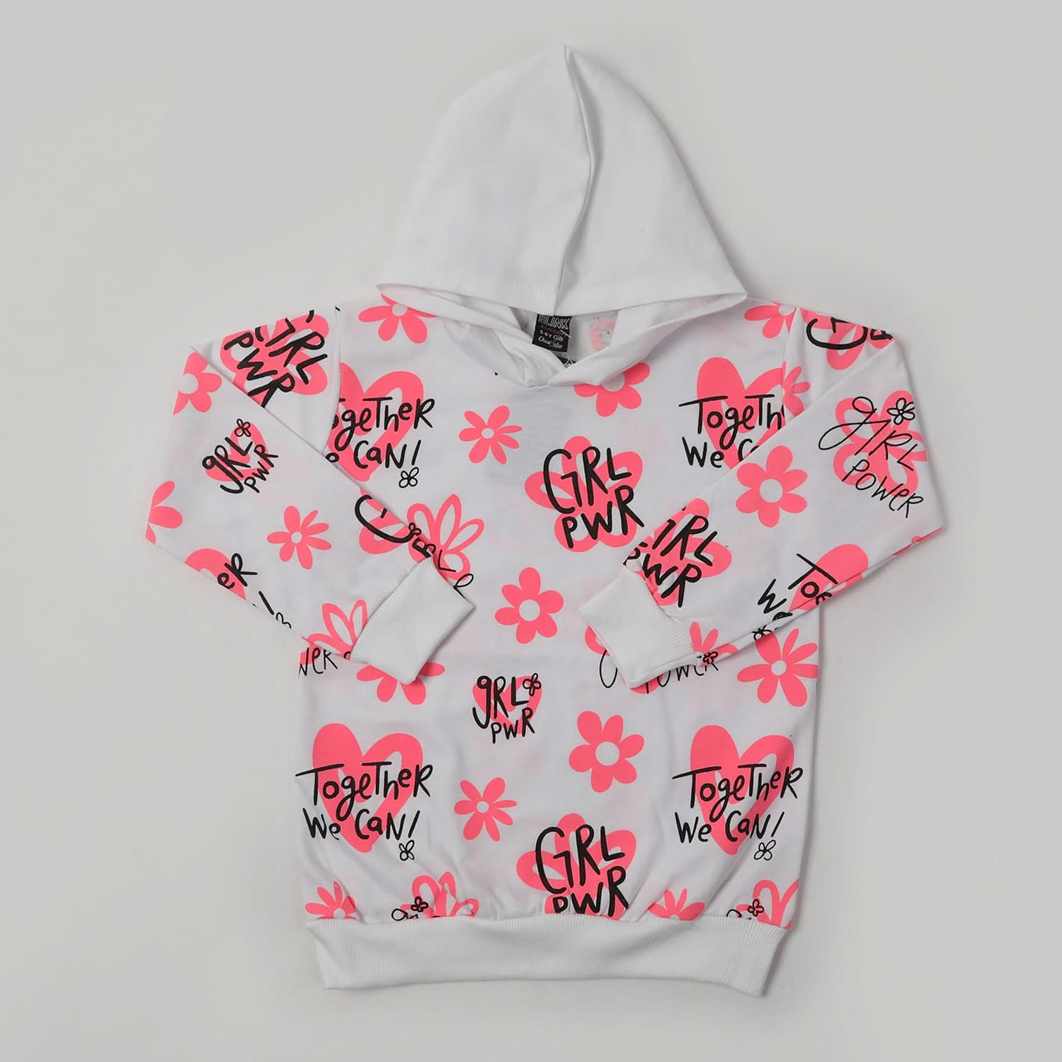 Girls Full Sleeves Hoodie - White, Girls Hoodies & Sweat Shirts, Chase Value, Chase Value