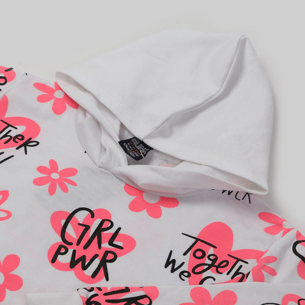 Girls Full Sleeves Hoodie - White, Girls Hoodies & Sweat Shirts, Chase Value, Chase Value