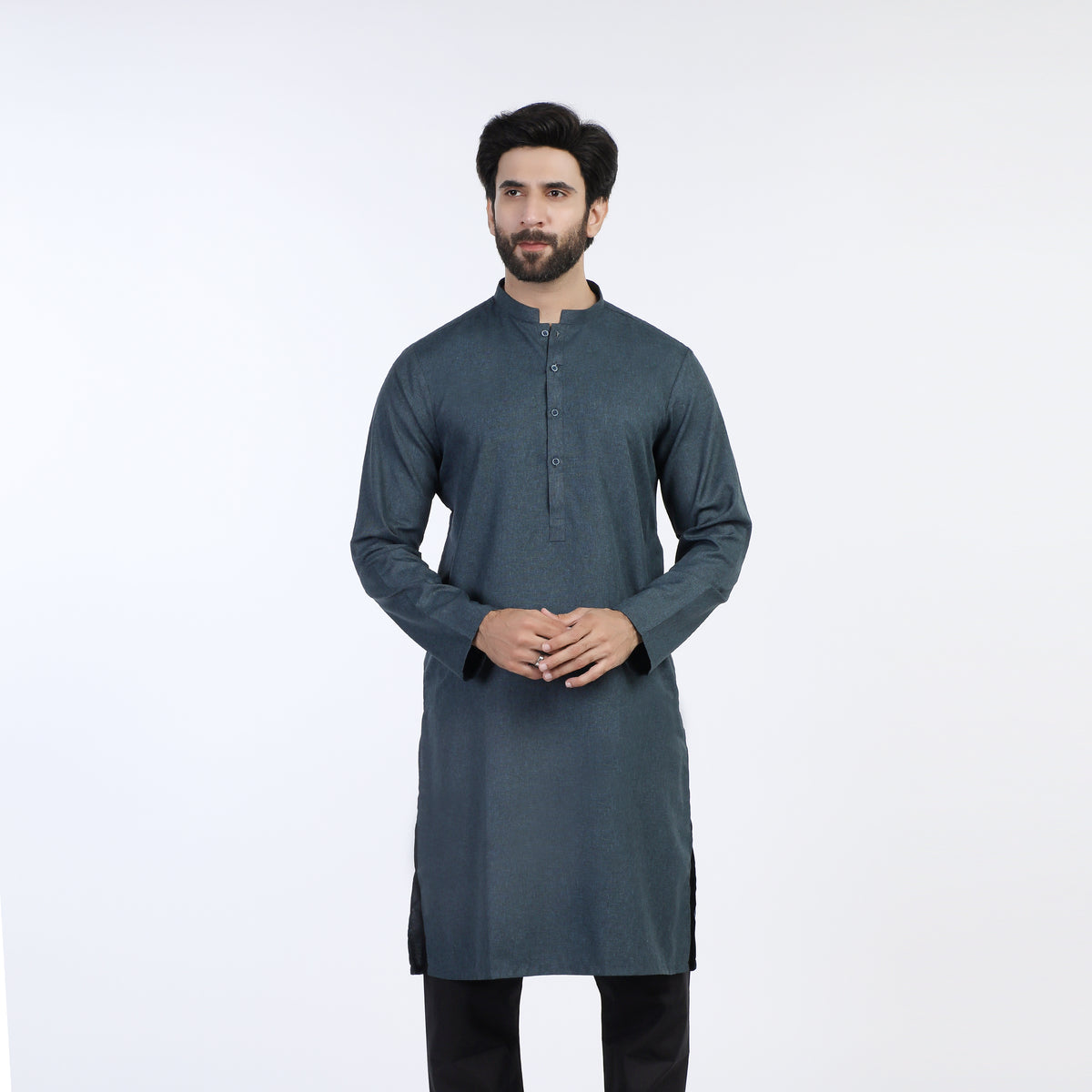 Men's Slim Fit Plain Kurta - Teal, Men's Kurtas, Chase Value, Chase Value