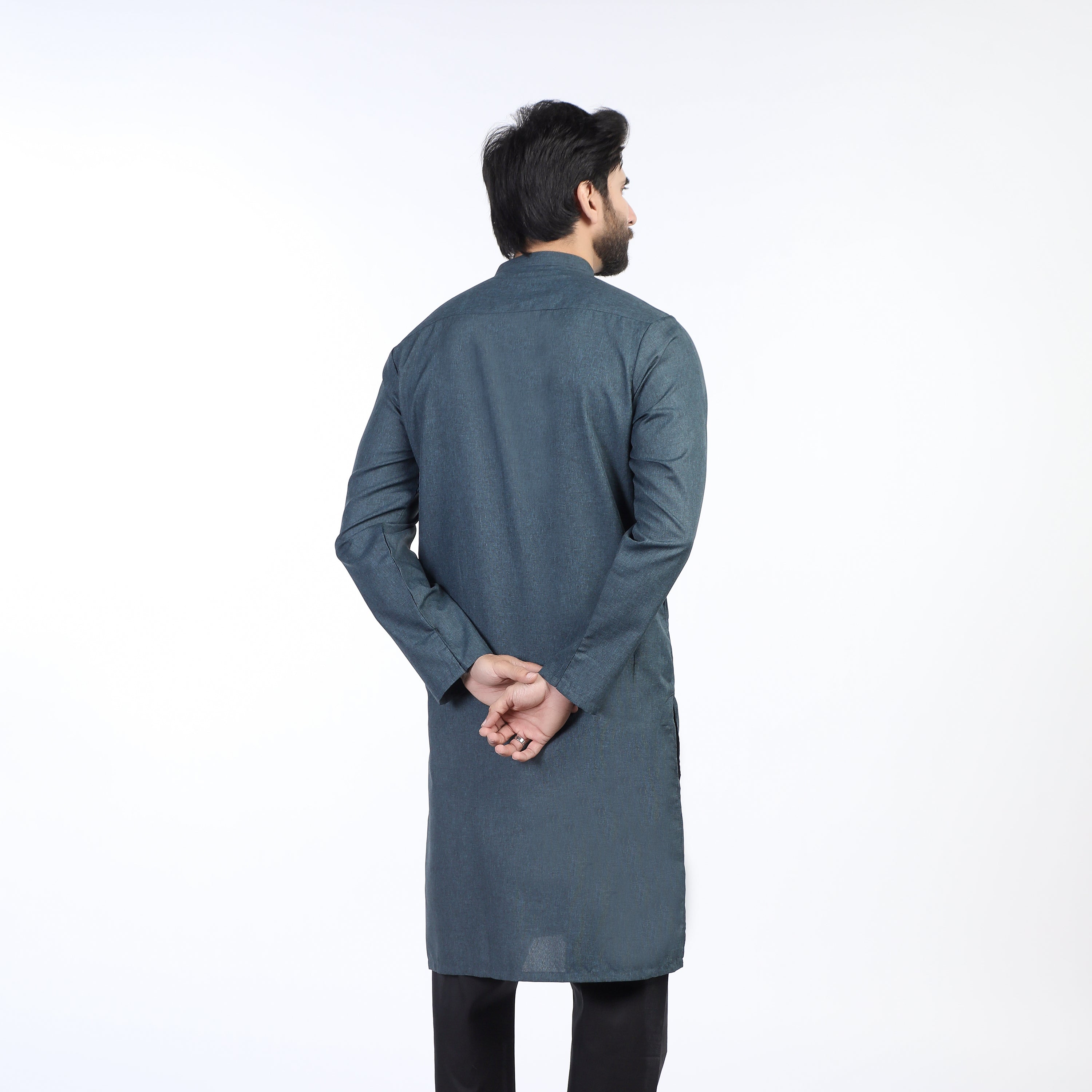 Men's Slim Fit Plain Kurta - Teal, Men's Kurtas, Chase Value, Chase Value
