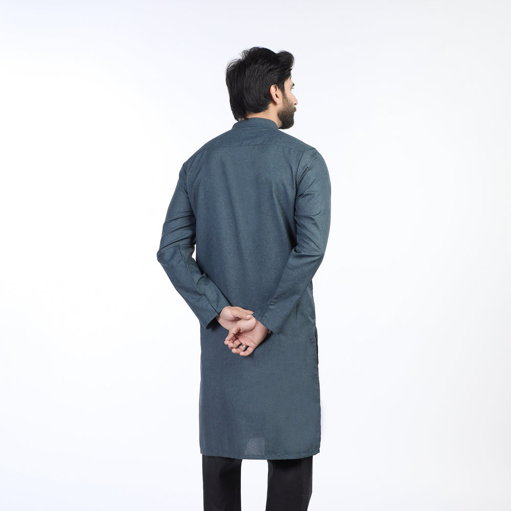 Men's Slim Fit Plain Kurta - Teal, Men's Kurtas, Chase Value, Chase Value
