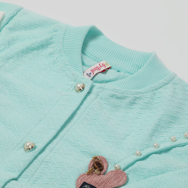 Girls Full Sleeves Tight Suit - Cyan