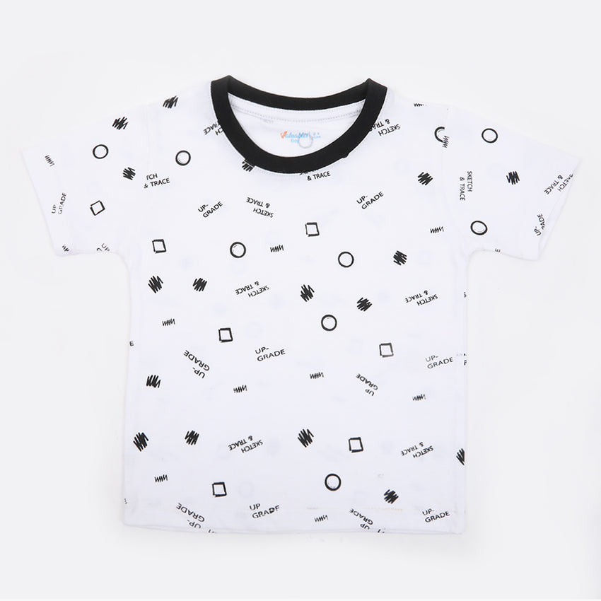 Boys Printed Half Sleeves T-Shirt - White