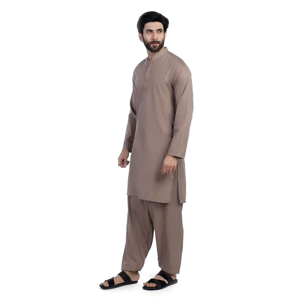 Men's Slim Fit Kurta Shalwar Suit - Coffee, Men's Shalwar Kameez, Chase Value, Chase Value
