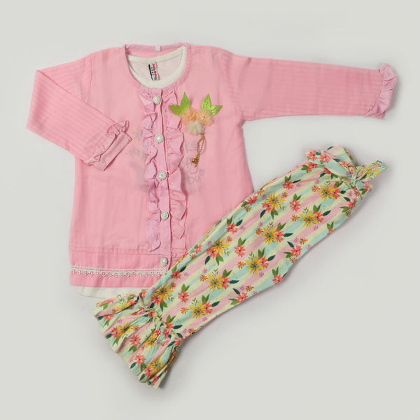 Girls Full Sleeves Tight Suit - Pink