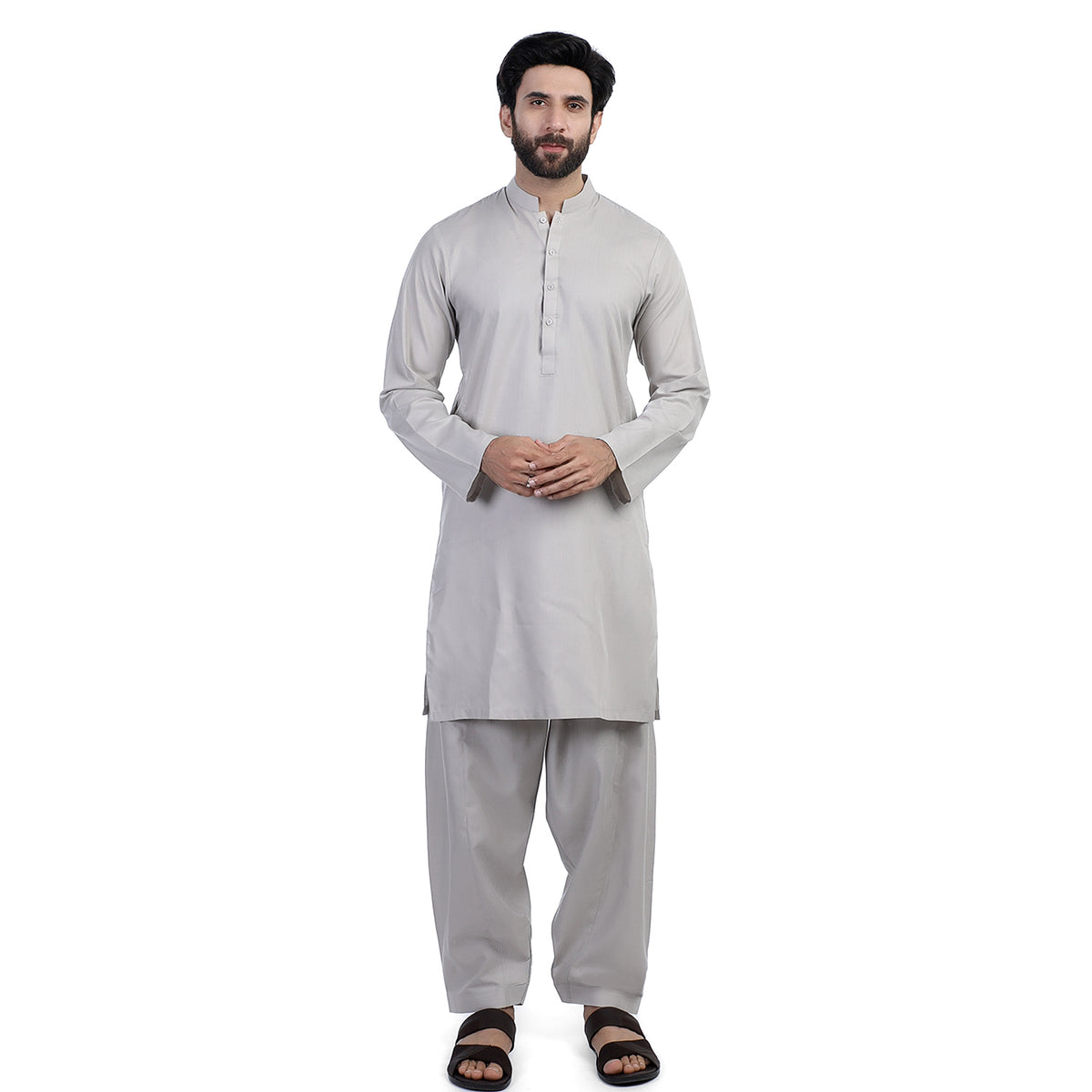 Men's Slim Fit Kurta Shalwar Suit - Grey, Men's Shalwar Kameez, Chase Value, Chase Value