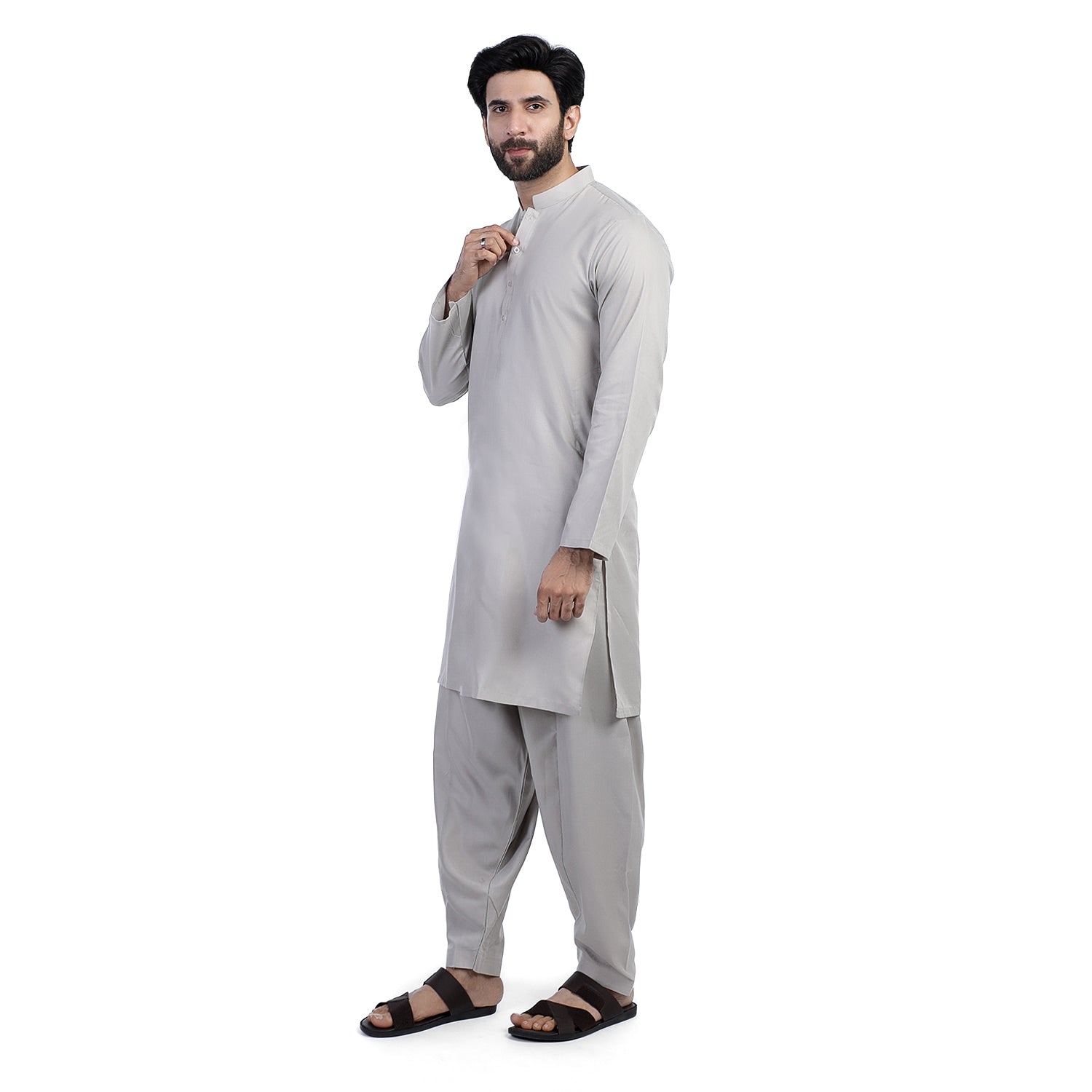 Men's Slim Fit Kurta Shalwar Suit - Grey, Men's Shalwar Kameez, Chase Value, Chase Value