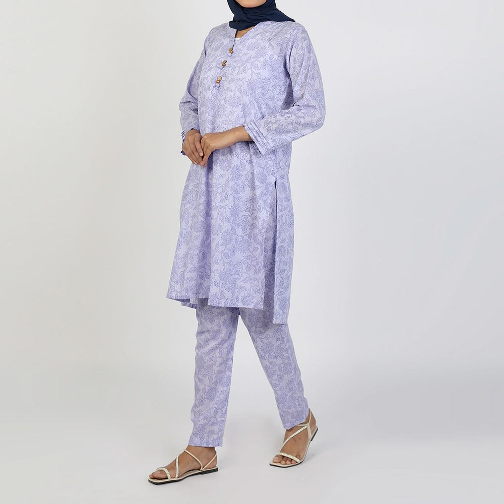 Women's Printed Stitched 3 PCS Suit - Lilac, Women Shalwar Suits, Chase Value, Chase Value