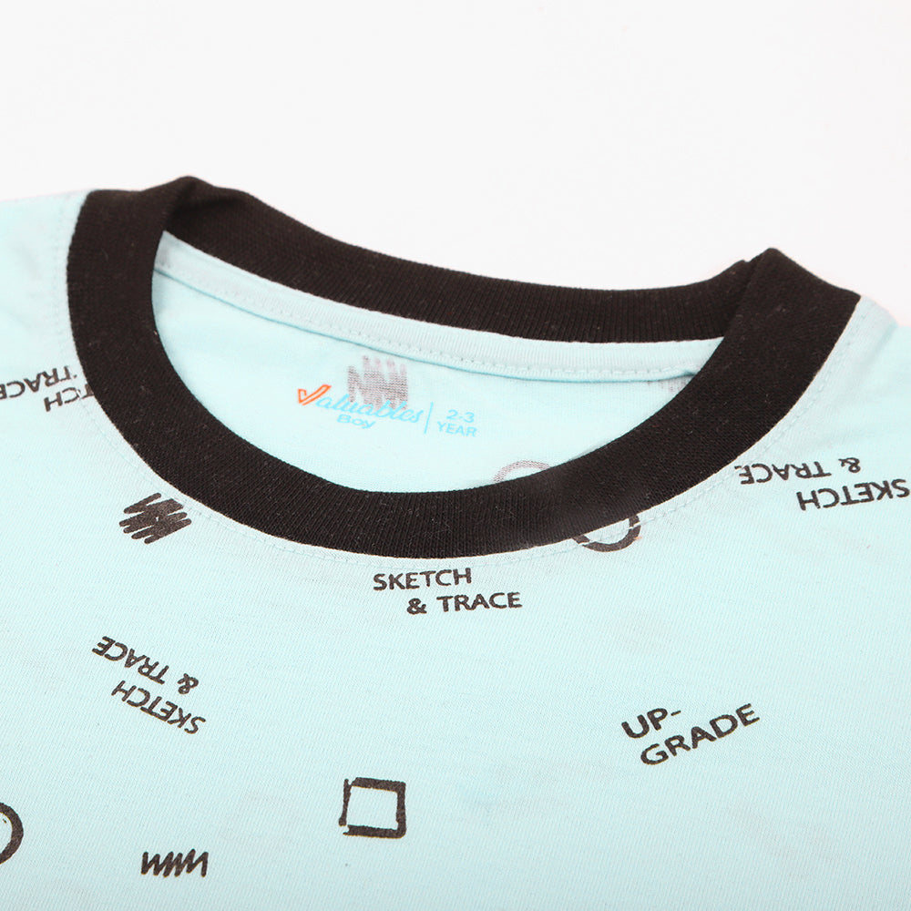 Boys Printed Half Sleeves T-Shirt - Light Blue, Boys T-Shirts, Chase Value, Chase Value