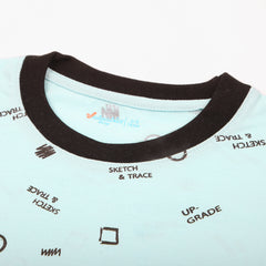 Boys Printed Half Sleeves T-Shirt - Light Blue