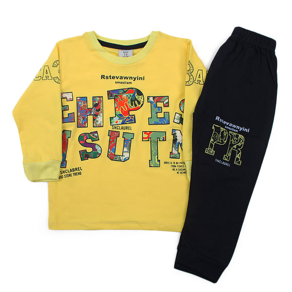 Boys Full Sleeves Trouser Suit - Yellow