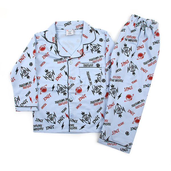 Boys Full Sleeves Night suit - Light Blue