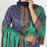 Women's Printed Stitched 3 PCS Suit - Blue, Women Shalwar Suits, Chase Value, Chase Value