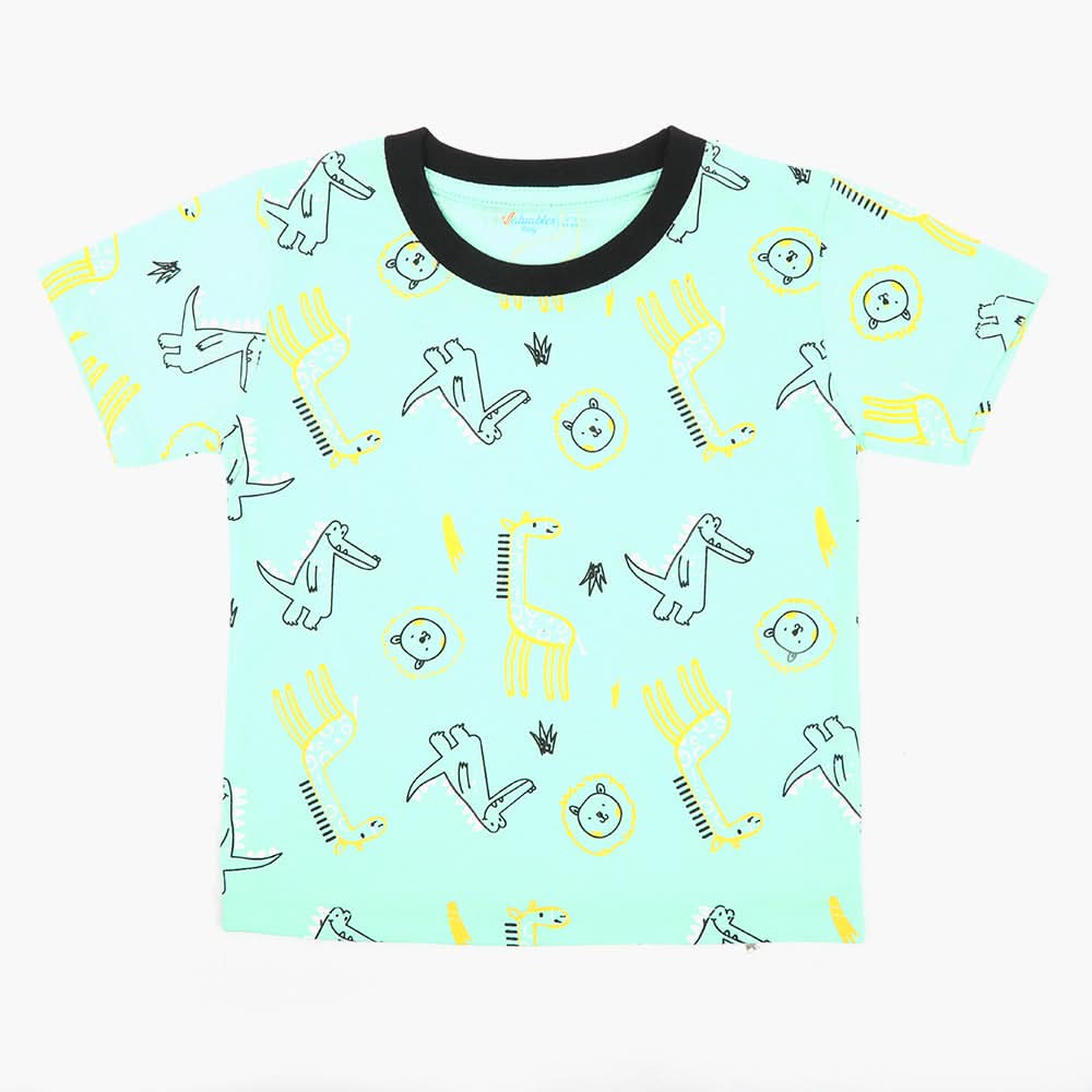 Boys Printed Half Sleeves T-Shirt - Light Green, Boys T-Shirts, Chase Value, Chase Value