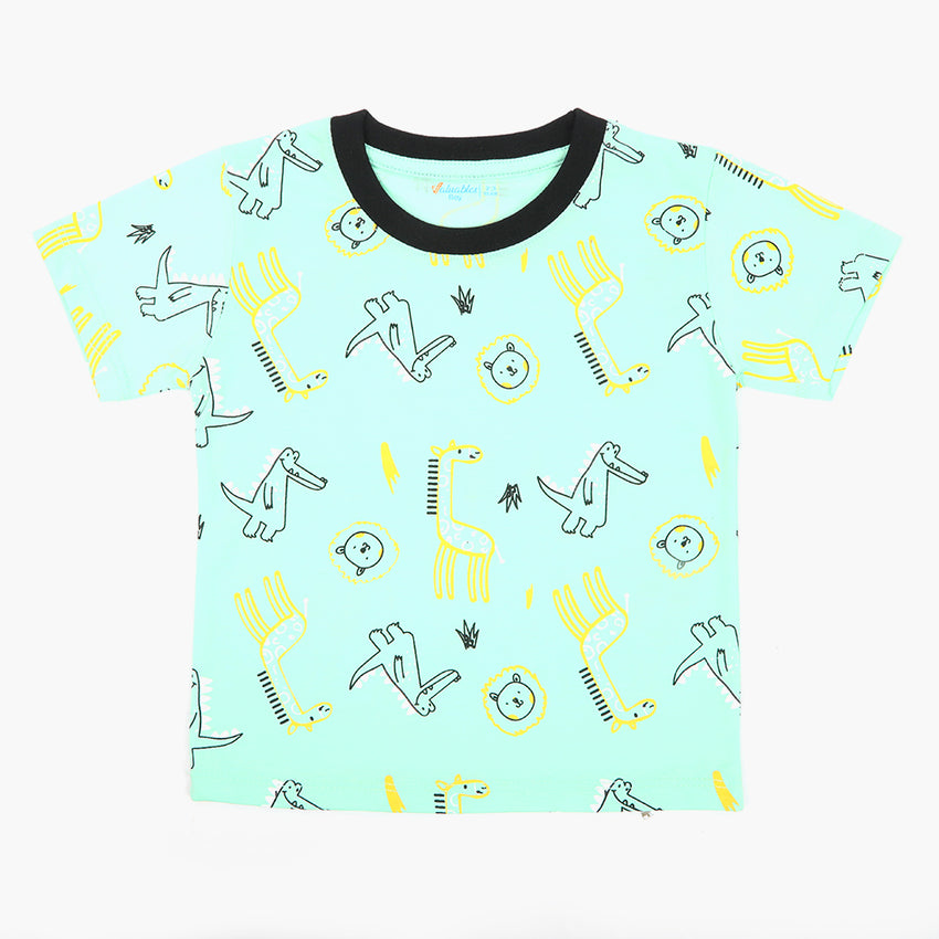 Boys Printed Half Sleeves T-Shirt - Light Green