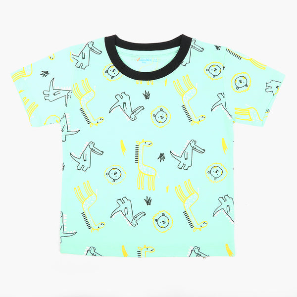 Boys Printed Half Sleeves T-Shirt - Light Green