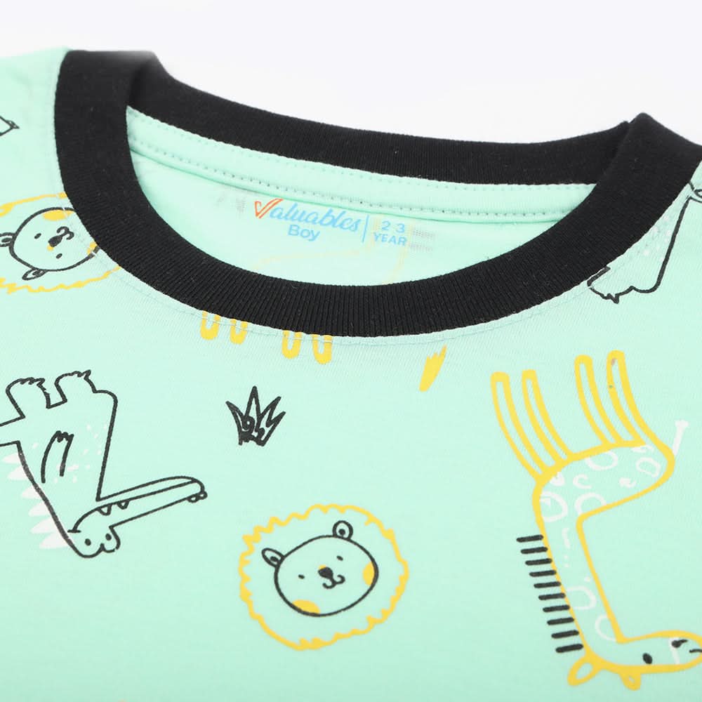 Boys Printed Half Sleeves T-Shirt - Light Green, Boys T-Shirts, Chase Value, Chase Value