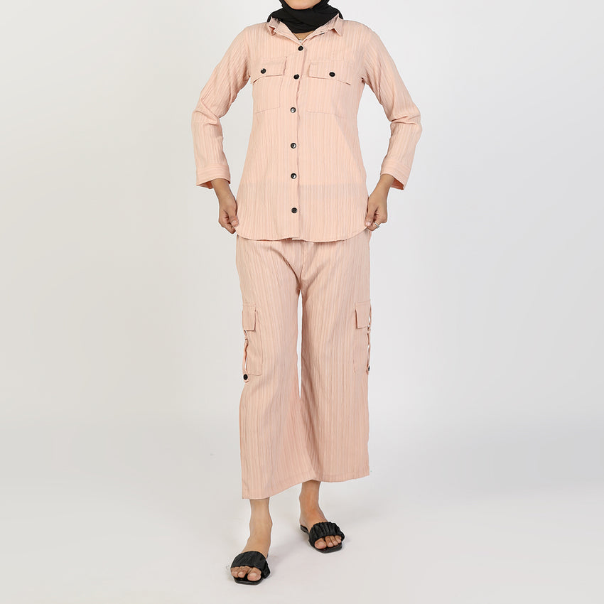 Women's Western Co-Ord Set - Peach