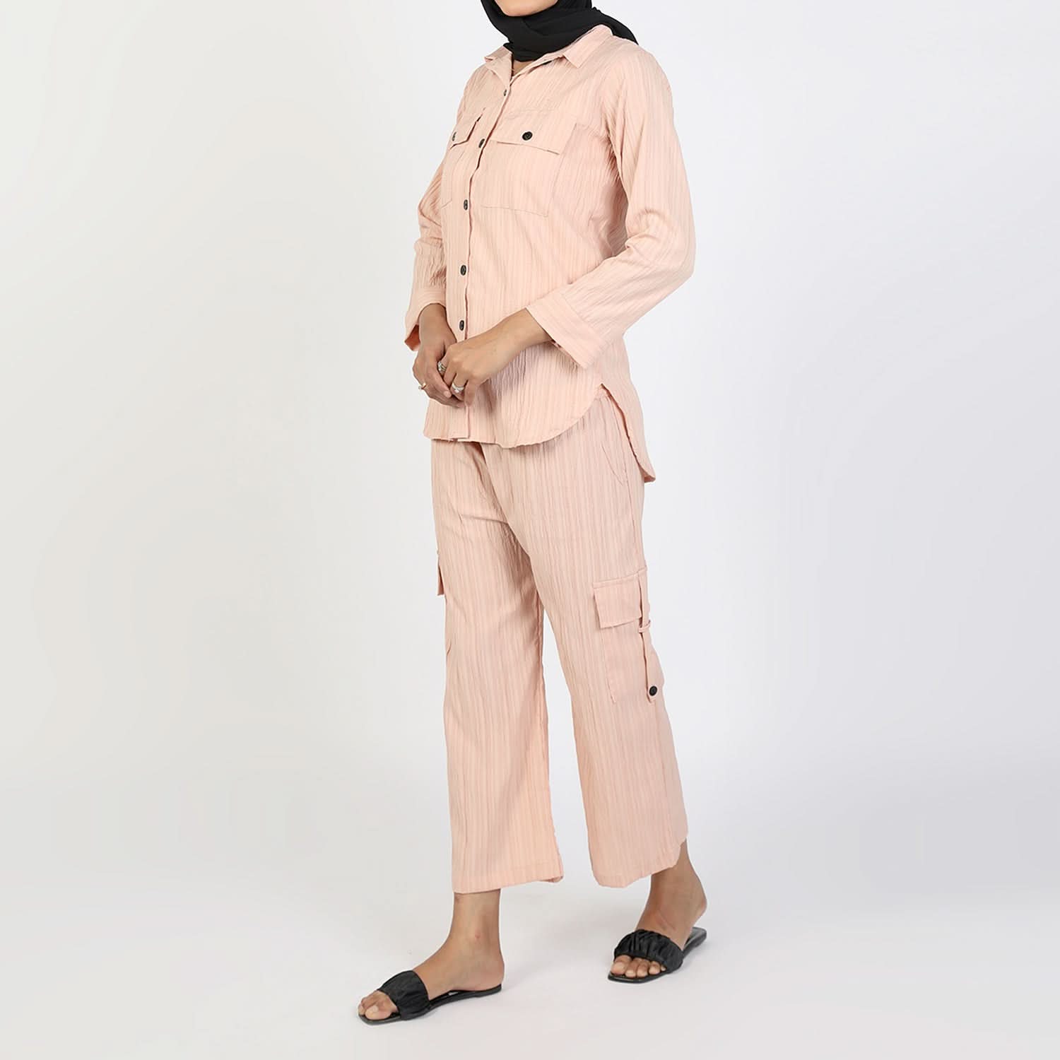 Women’s Peach Western Co-Ord Set – Cambric Two-Piece, Women Co-Ord Set, Chase Value, Chase Value
