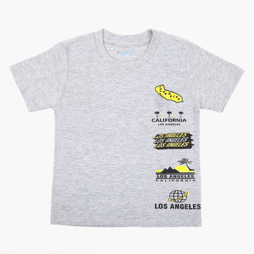 Boys Printed Half Sleeves T-Shirt - Grey