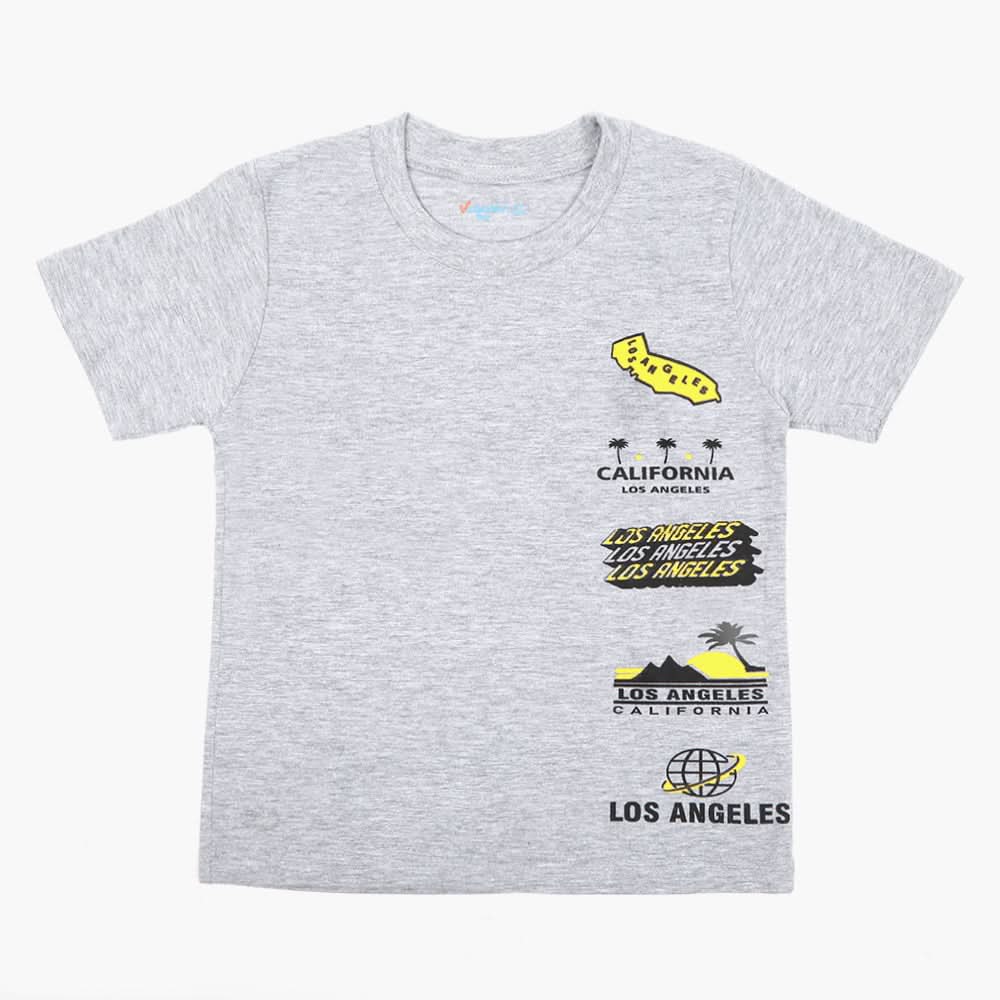 Boys Printed Half Sleeves T-Shirt - Grey, Boys T-Shirts, Chase Value, Chase Value