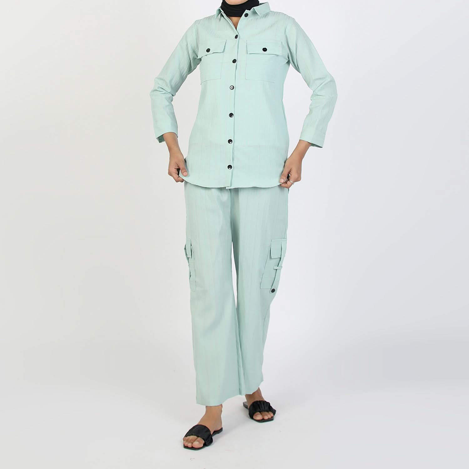 Women’s Sea Green Western Co-Ord Set – Cambric Two-Piece Outfit, Women Co-Ord Set, Chase Value, Chase Value