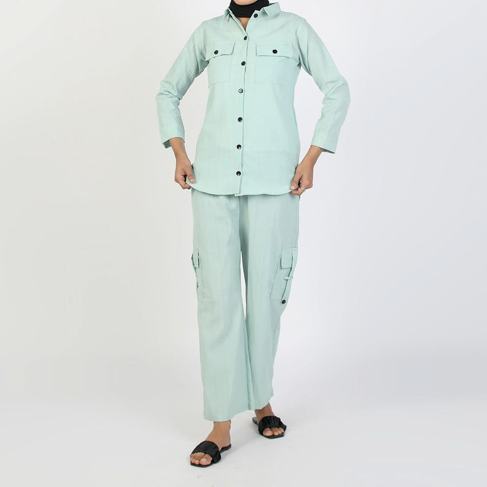 Women’s Sea Green Western Co-Ord Set – Cambric Two-Piece Outfit, Women Co-Ord Set, Chase Value, Chase Value