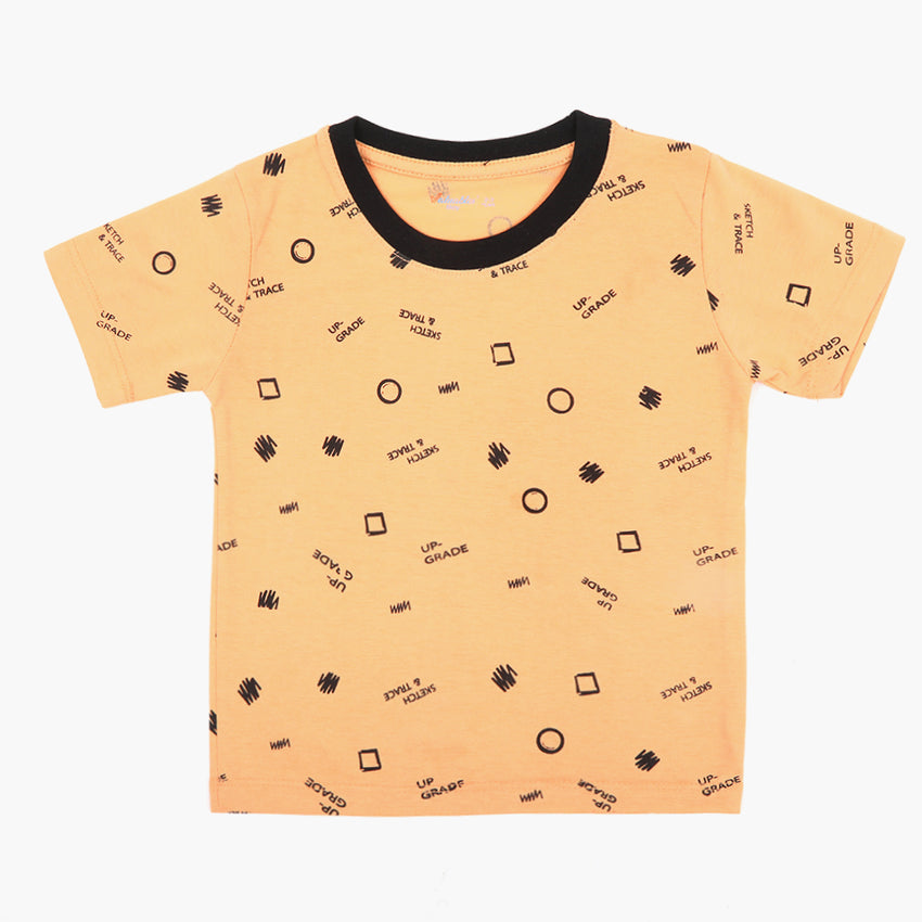 Boys Printed Half Sleeves T-Shirt - Peach