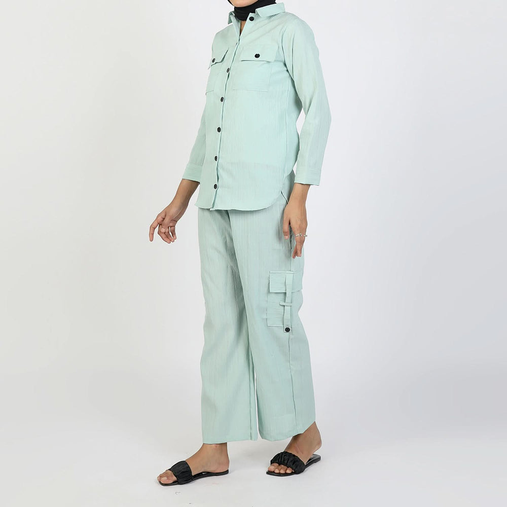 Women’s Sea Green Western Co-Ord Set – Cambric Two-Piece Outfit, Women Co-Ord Set, Chase Value, Chase Value
