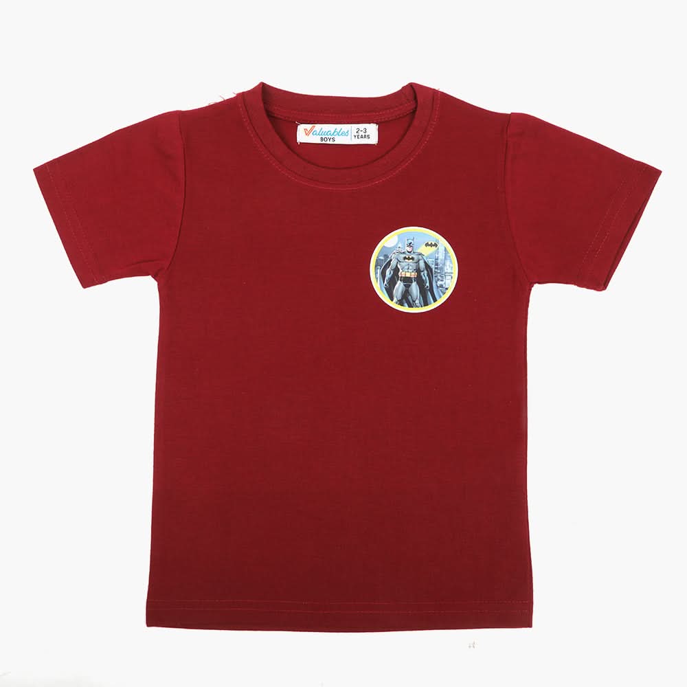 Boys Half Sleeves T-Shirt - Maroon, Boys T-Shirts, Chase Value, Chase Value
