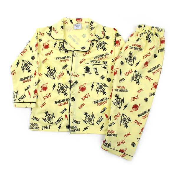 Boys Full Sleeves Night suit - Lemon