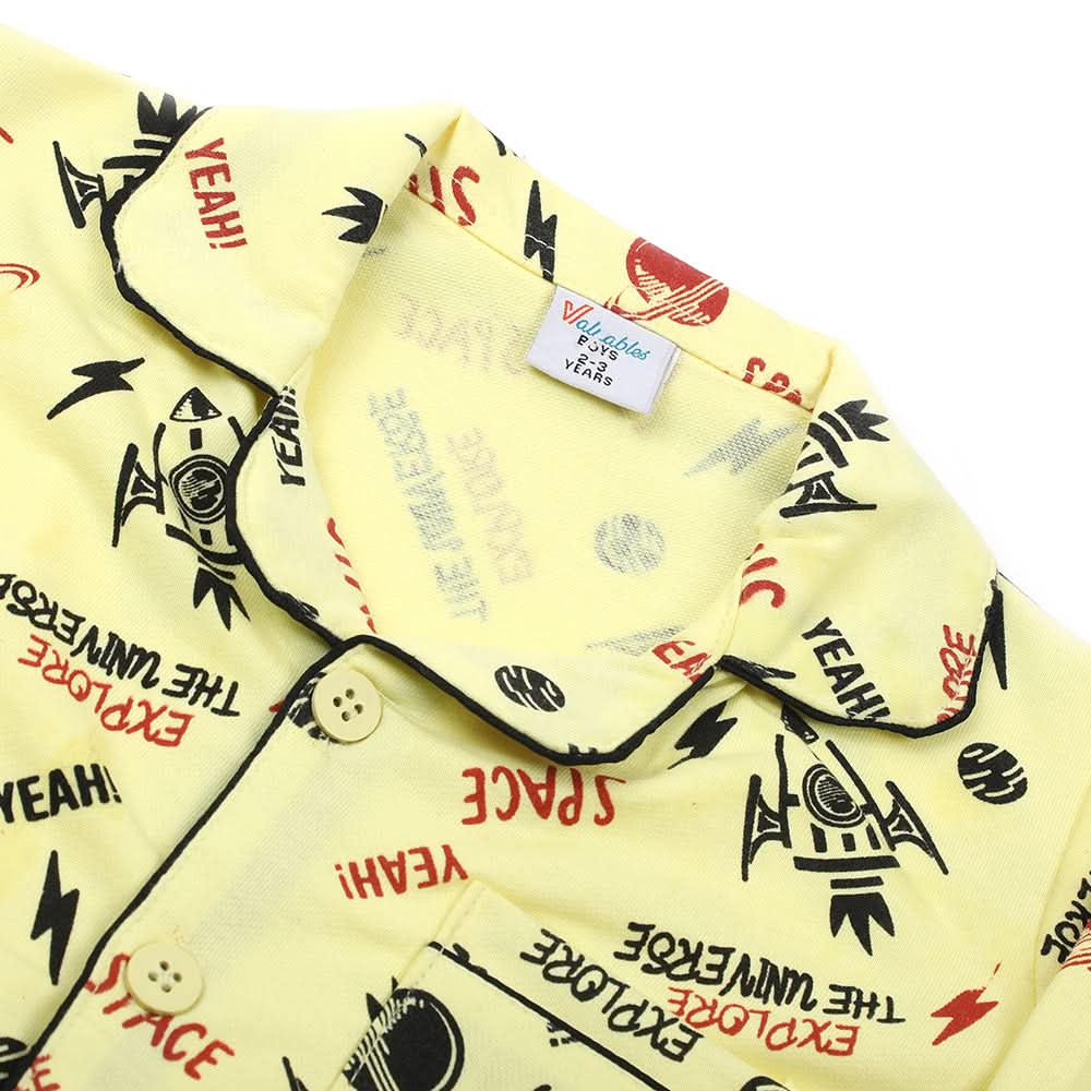 Boys Full Sleeves Night suit - Lemon, Boys Night Suit, Chase Value, Chase Value