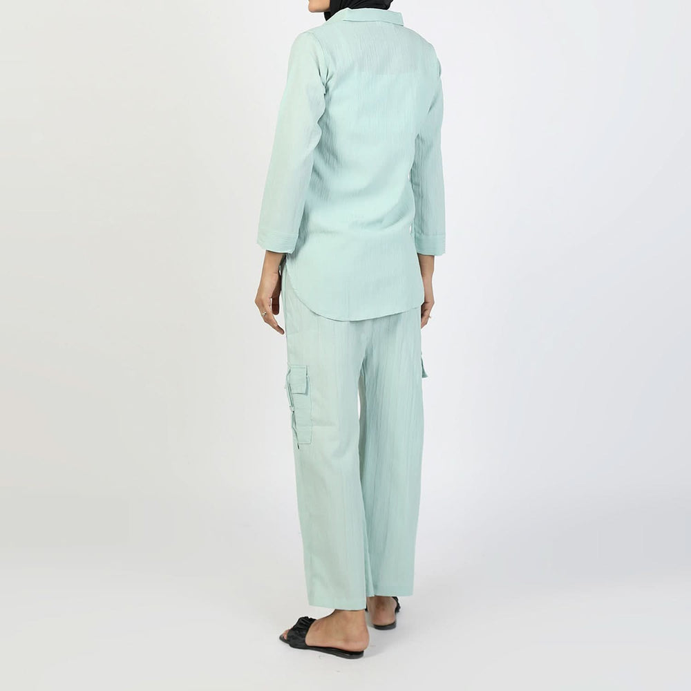 Women’s Sea Green Western Co-Ord Set – Cambric Two-Piece Outfit, Women Co-Ord Set, Chase Value, Chase Value