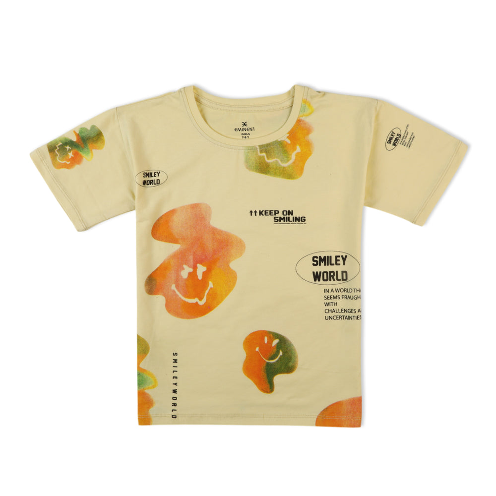 Eminent Girls Half Sleeves T-Shirt - Cream, Girls T-Shirts, Eminent, Chase Value