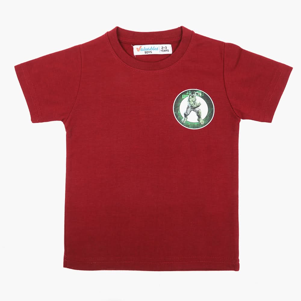 Boys Half Sleeves T-Shirt - Maroon, Boys T-Shirts, Chase Value, Chase Value